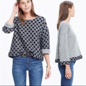 Madewell Reversible 3/4 Sleeve Marled Polka Dot Sweater Top